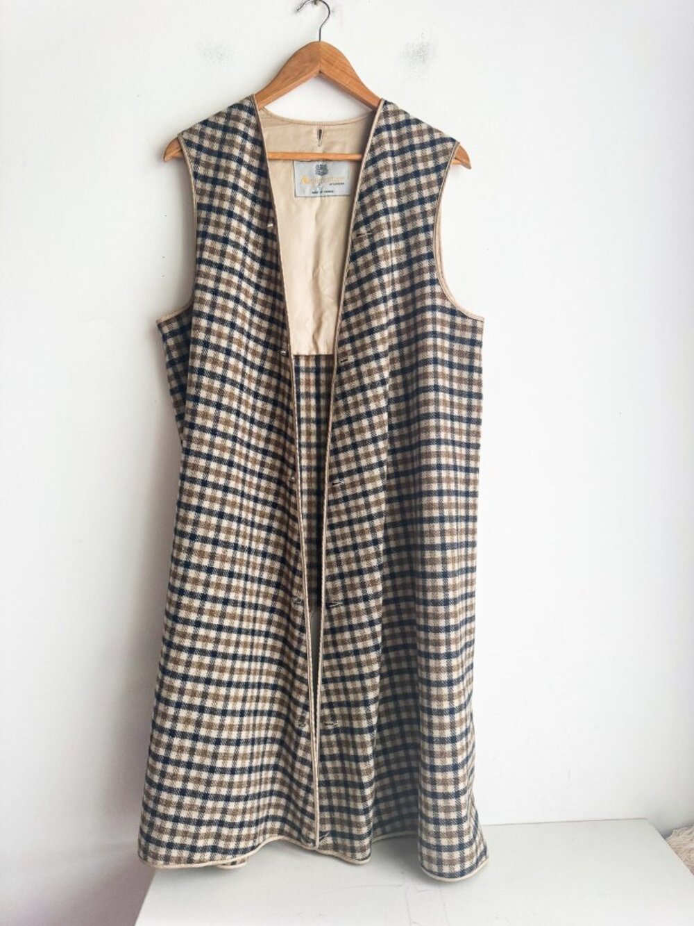 Aquascutum Check Print Wool Trench Coat Liner S